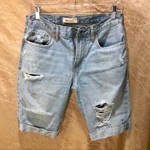Gap Mid Rise distressed denim shorts with cuffs